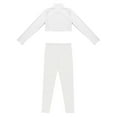 thumbnail image 3 of TiaoBug Kids Gilrls Gymnastics Dance Outfits Long Sleeve Crop Top And Leggings Pants for Ice Skating Performance A White 14, 3 of 5