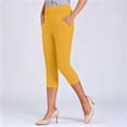 thumbnail image 5 of Utoimkio Women's High Waist Capri Trousers,Comfort Pull-On Pants with Button Accents, 5 of 6