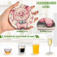 thumbnail image 3 of Haosy Set of 6 Drink Woven Coaster with Holder Heat Resistant Non-Slip Bar Coasters 4 Inches Cute Pink Pig and Heart, 3 of 7