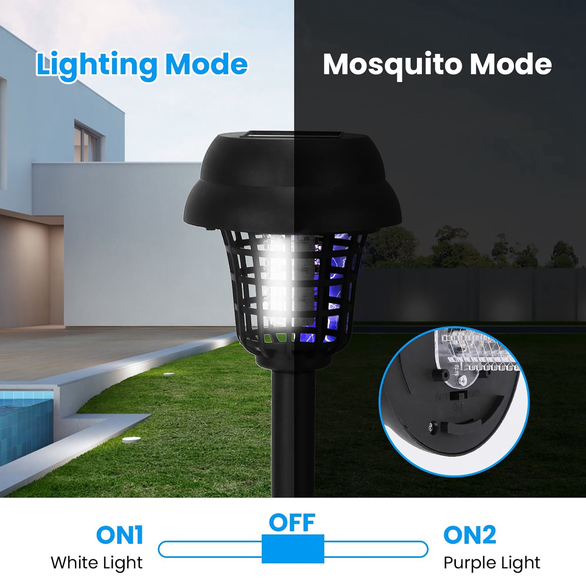 Solar Mosquito Zapper 4-Pack – UV Bug Light with Auto On/Off, Rechargeable & Waterproof for Yard & Patio