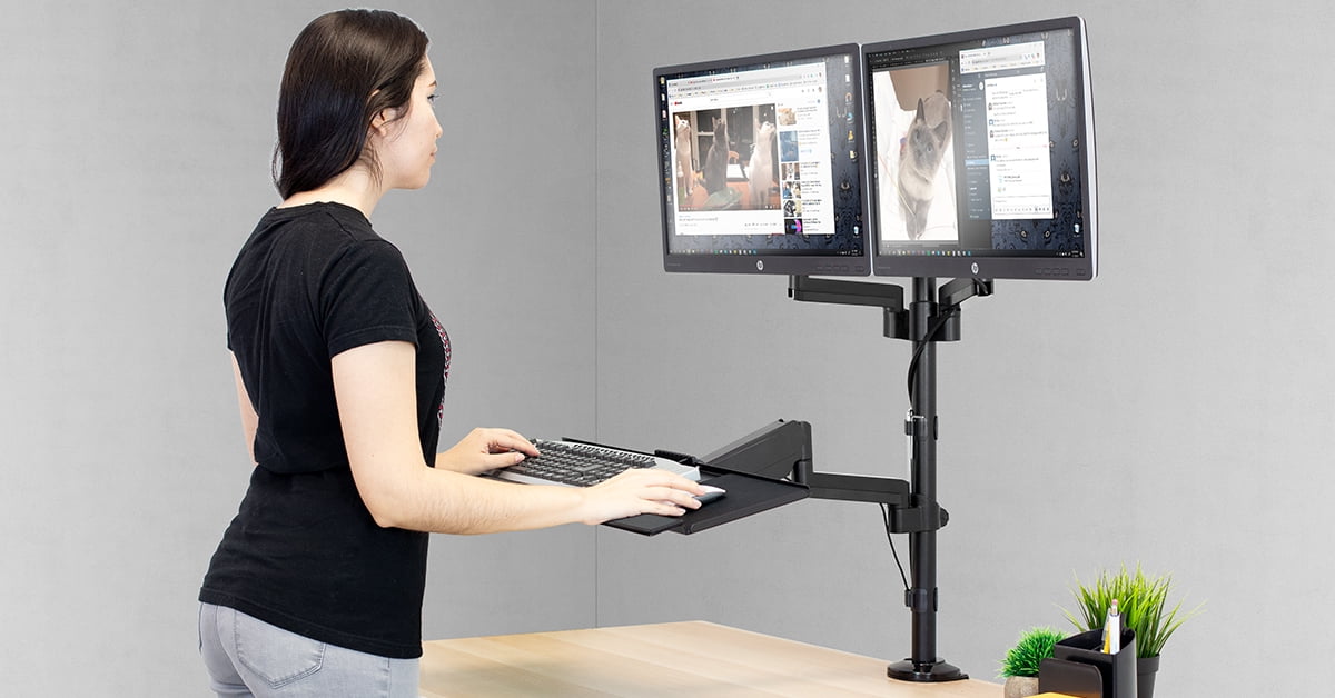 Mount-It! Dual Monitor Sit-Stand Desk Mount | Fits 17"-32" Computer Screens