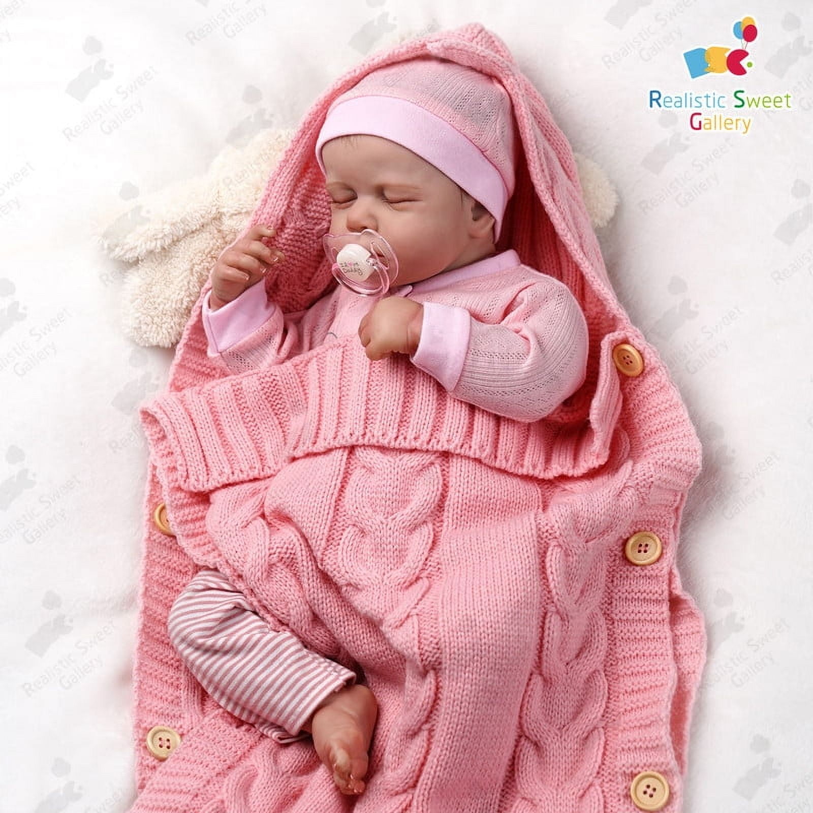 Rsgdolls Realistic 18-inch Reborn Doll with Baby Girl Hair, Bottle Pacifier, Magnetic Pacifier, Lifelike Sleeping Girl