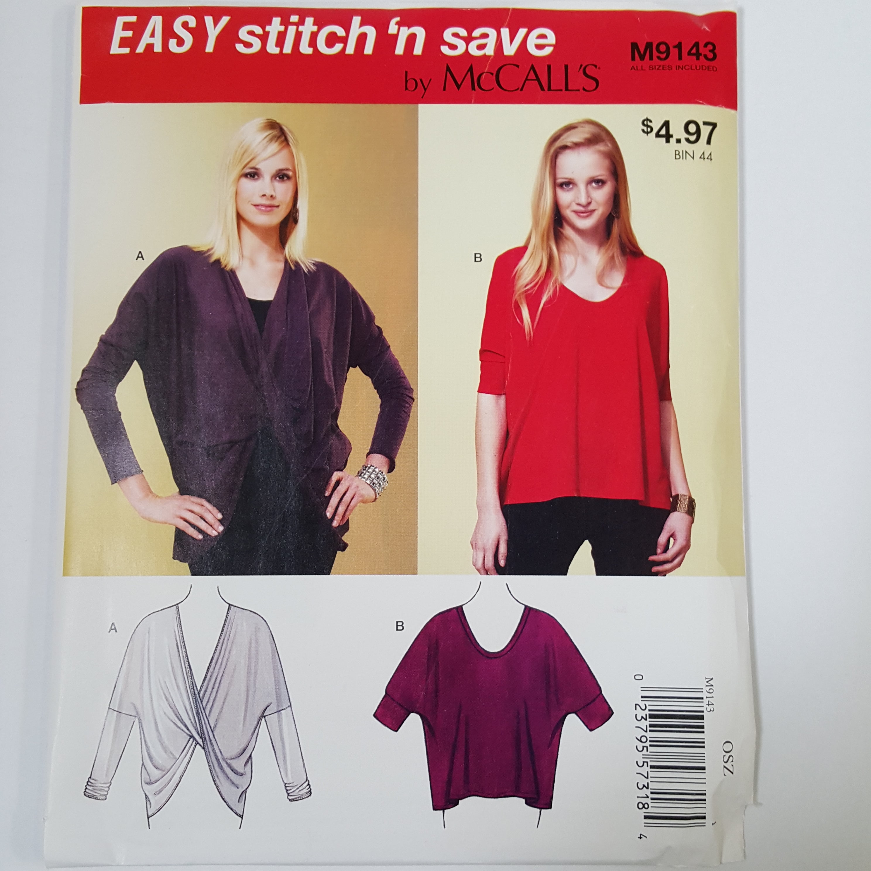 McCall Pattern Easy Stitch 'n Save Misses' Top Pattern, 1 Each