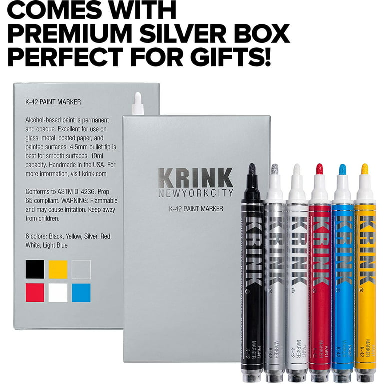 Krink K-42 Yellow Paint Marker - Vibrant and Opaque Fine Art Paint Pen for  Any Surface - Permanent Marker with Alcohol-Based Paint for Metal Glass