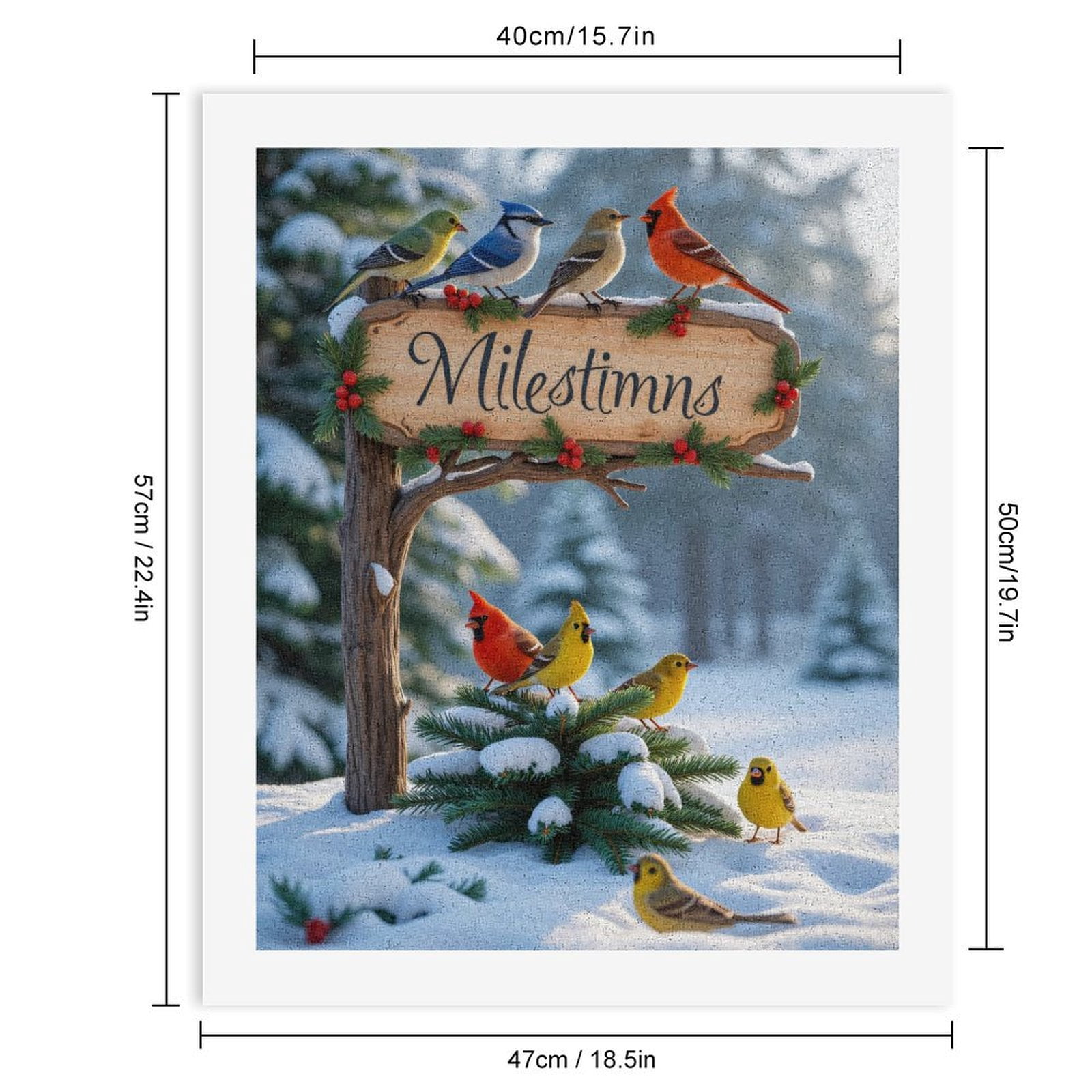 Paint By Numbers Kit for Adults Beginner - Snowy Birds Sign Winter Scene DIY Canvas Painting Kits for Adults, Frameless Paint By Number for Adults for Home Wall Decor 16x20 Inch