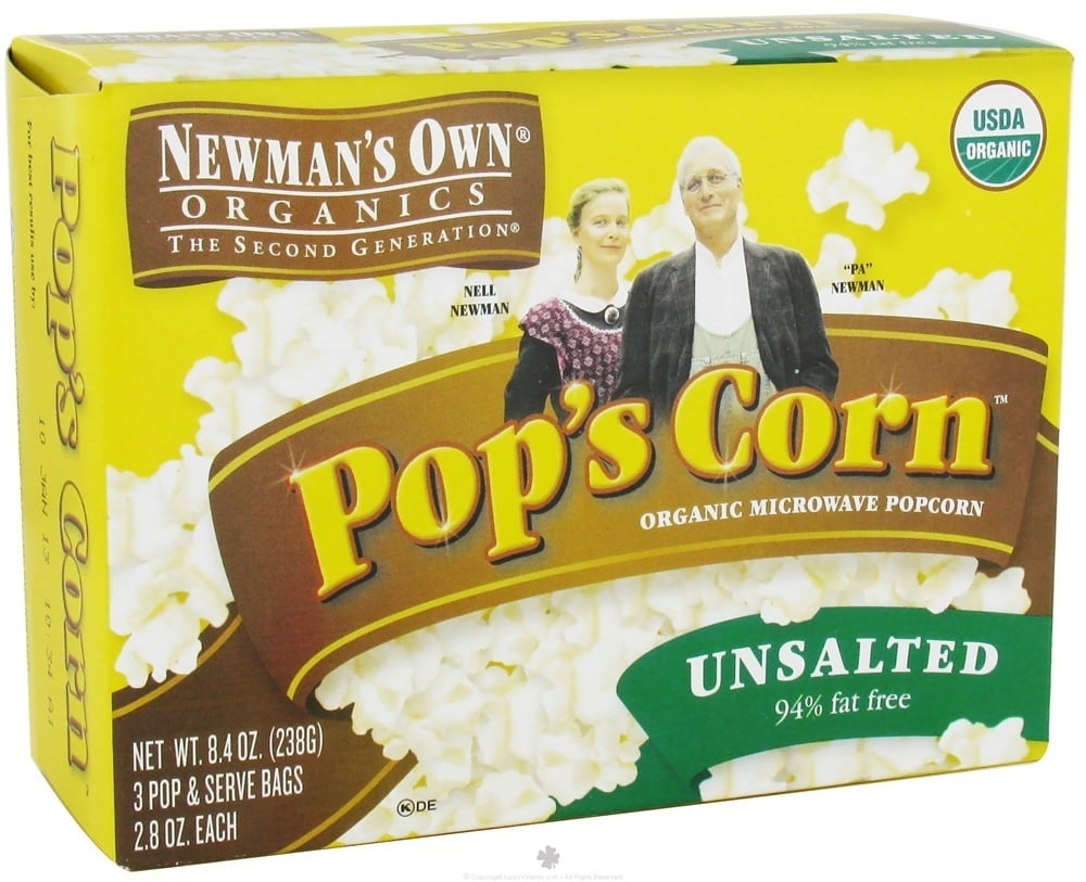 Newman's Own Pop's Corn Organic Microwave Popcorn, Unsalted, 2.8 Oz, 3 Ct