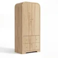 thumbnail image 6 of YDN Modern Arched Wardrobe Closet - 70" Wardrobe Closet Armoire with 2 Doors & Hanging Rod, Wooden Armoire Wardrobe Closet with Drawers Tall Armoires Storage Organizers for Bedroom,Nature Finish, 6 of 11