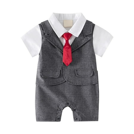 

Honest Baby Onesies Baby Boy Gentleman White Shirt Vest Bowtie Tuxedo Onesie Jumpsuit Overall Romper Toddler Boy Romper(Color:Grey Size:6-9 Months)