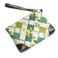 thumbnail image 3 of Leather Clutch 8 X 5. 5 In Wrist Strap And Hand Bag Easy To Carry Lightweight Waterproof And Durable Lime Houndstooth Hand-Drawn Sketch_2, 3 of 6