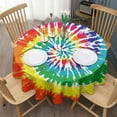 thumbnail image 3 of Colorful Tie Dye Pattern Round Tablecloth 60"x60",Wrinkle Wipeable Table Cloth for Kitchen Dining Room Picnic Patio Party, 3 of 6