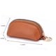 thumbnail image 3 of Monedero de cuero para mujer, bolso de mano con cremallera de color sólido para mujer (marrón claro), 3 of 5