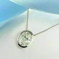 thumbnail image 3 of 3Ct Oval Lab Created Diamond 14k White Gold Plated 925 Bezel Solitaire Pendant, 3 of 4