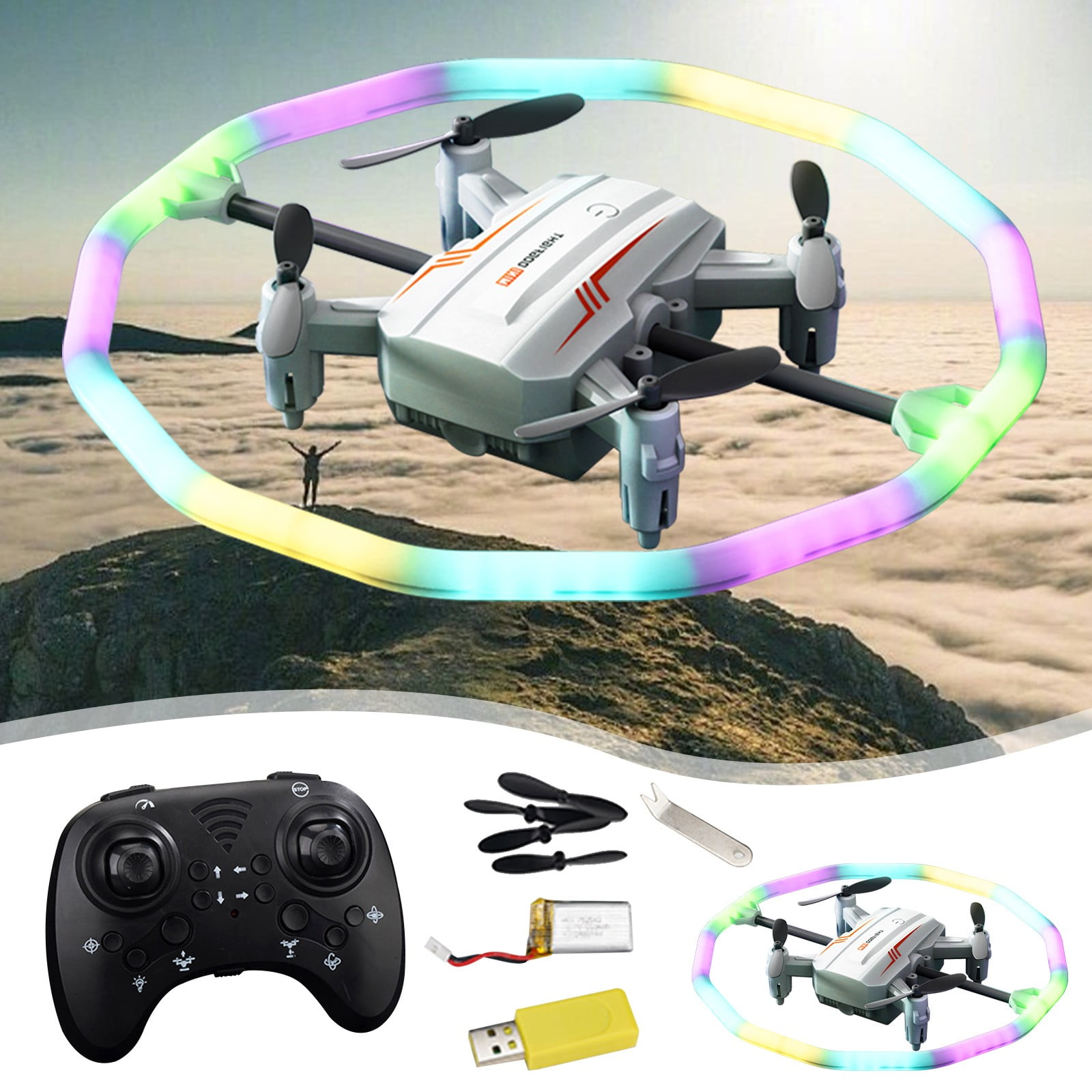 Kyusrd T39 UAV Model Aircraft Toy Aircraft Stunt With Bright Lights Rolling Rotation Intelligent Pressure Height Remote Control Aircraft