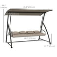 thumbnail image 3 of Outsunny 3 Seater Porch Swing Convertible Swing Chair Bed Cushioned Brown, 3 of 10