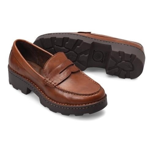 Born Womens Carrera Penny Loafer, Full Grain Leather, Brown  display picture 3