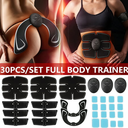 30PCS/Set Upgrade ABS Stimulator Muscle Training Gear, Abdominal/Back/Arm Leg Trainer, Hip Lifter Buttocks Enhancer Smart Full Body Building Fitness with Replacement Gel (Best Exercises For Hip Replacement)