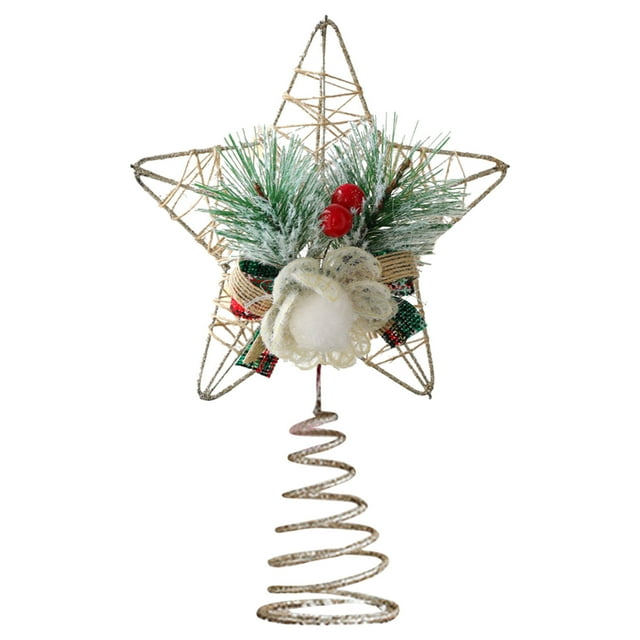 TIELUTT Christmas Decorations Christmas Tree Top Five Pointed Star Stained Glass Window Hangings Chandelier Beads Window Hanging Set Clear Bead String Beards for Crafting