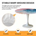 thumbnail image 6 of Blue Pink Ocean Waves Elastic Fitted Round Table Cover Abstract Beach Waterproof Outdoor Tablecloth for Holiday Party, Picnic, Patio & Dining Fits Tables Up to 36"-44", 6 of 8