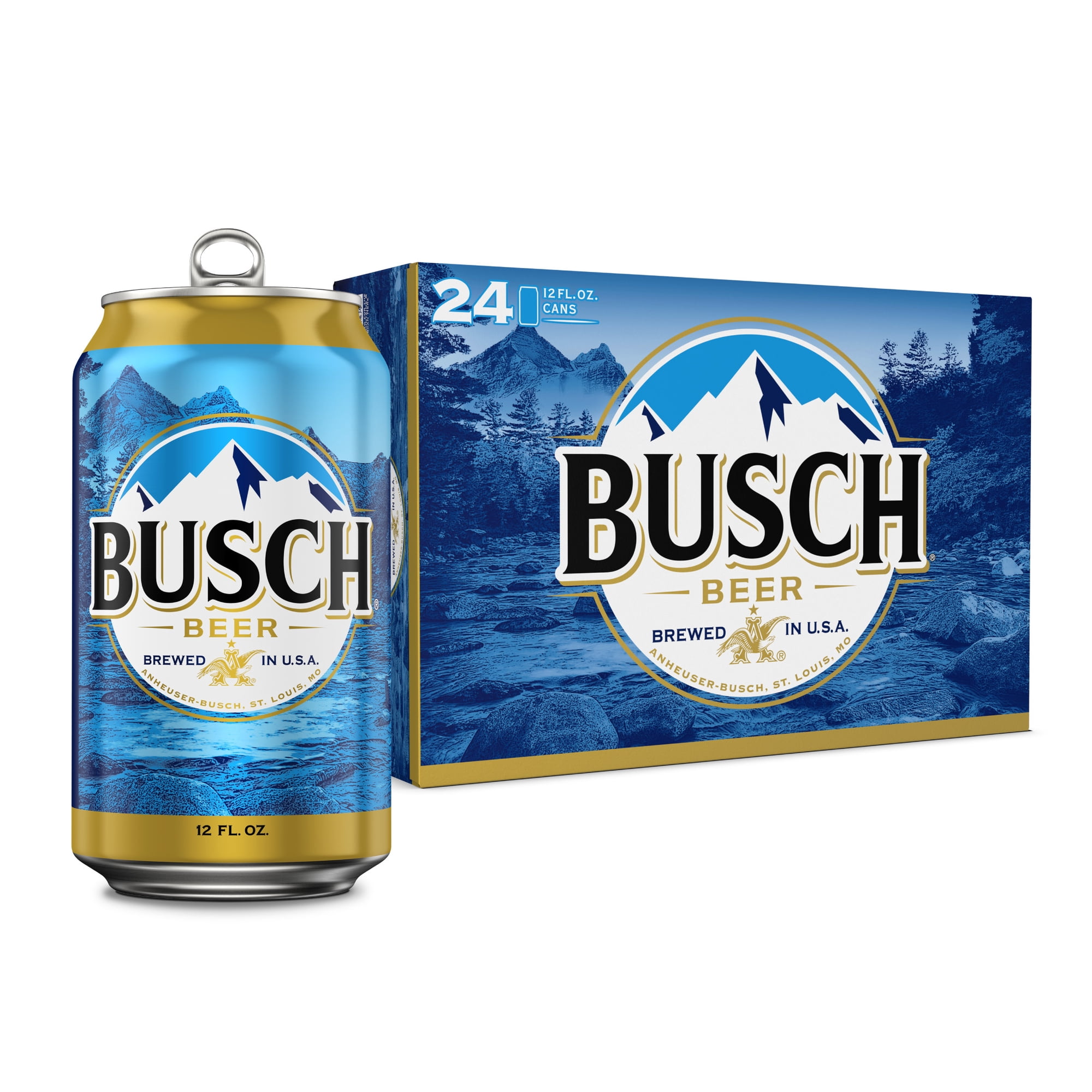 Busch American Lager Beer 24 pack 12 fl oz Aluminum Cans 4.3% ABV