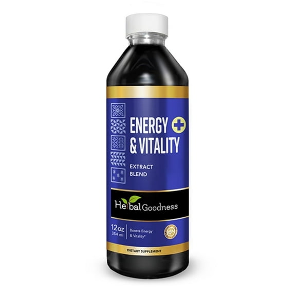 Energy and Vitality Liquid Extract 12fl.oz - Natural Energy Booster Supplement, Vitality Support, Yerba Mate - Herbal Goodness