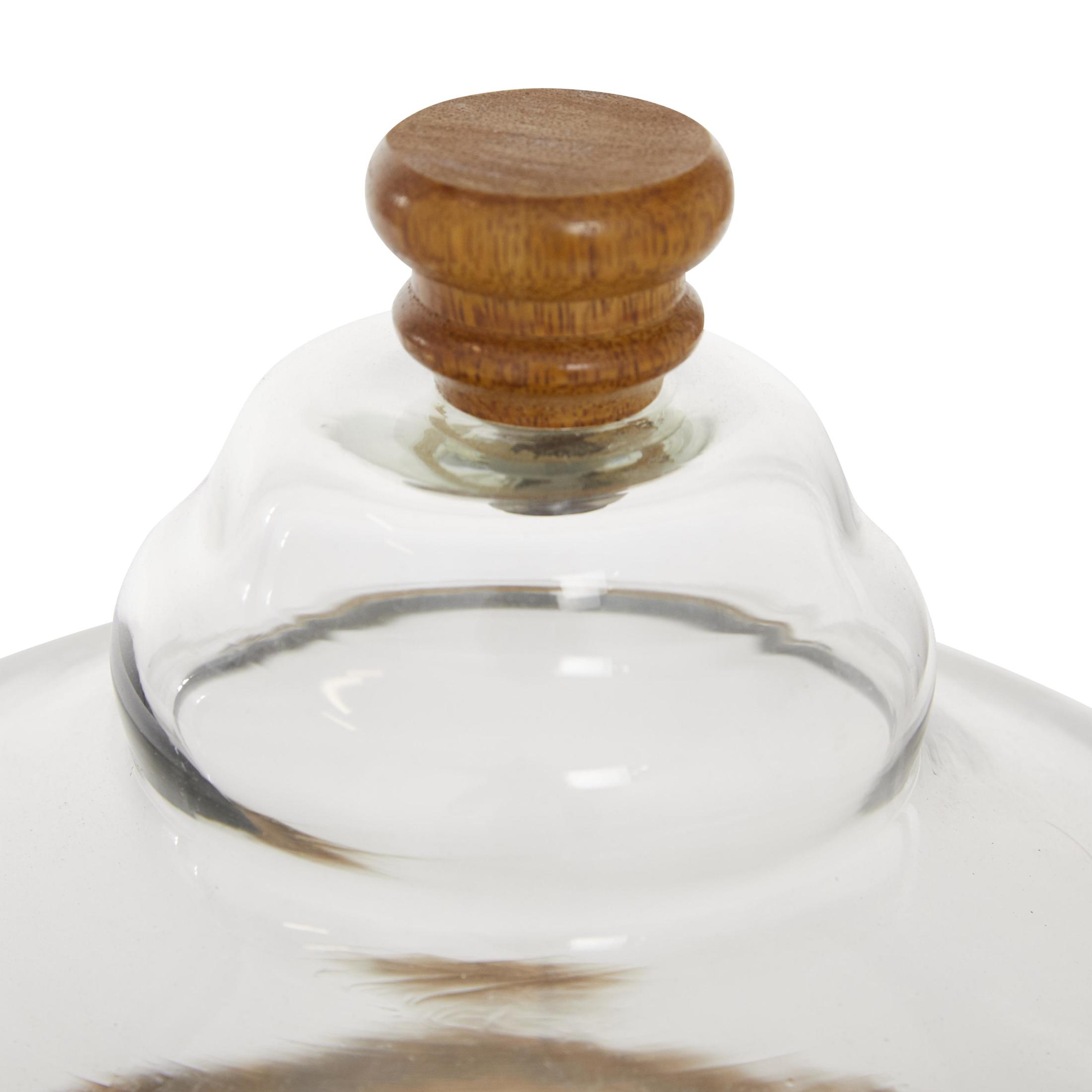 DecMode 13" x 10" Brown Wood Decorative Stand with Glass Lid, 1-Piece