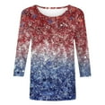 thumbnail image 5 of Frostluinai 3/4 Length Sleeve Womens Tops 4th of July Tshirts USA Star Stripes Fourth July Tee Shirts Plus Size Crwe Neck Patriotic Shirts, 5 of 5