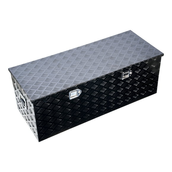KFFKFF Heavy Duty Aluminum Truck Bed Tool Box, Stripes Plated Tool Box with Side Handle and Locks Keys, Storage Toolbox Chest Organizer