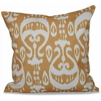 Simply Daisy 16" x 16" Ikat Geometric Print Pillow, Yellow