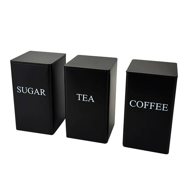 Juego de 3 recipientes para café y té Juego de tarros metálicos de cocina con tapas herméticas Tarros para almacenar alimentos para encimeras de cocina Cocina rústica Hogar