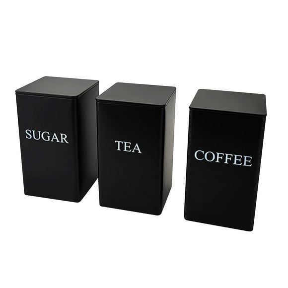 Food Storage Product Classification and Title for 3 Coffee Tea Container Set Metal Kitchen Jar with Airtight Lids for Kitchen Countertops Farmhouse Home