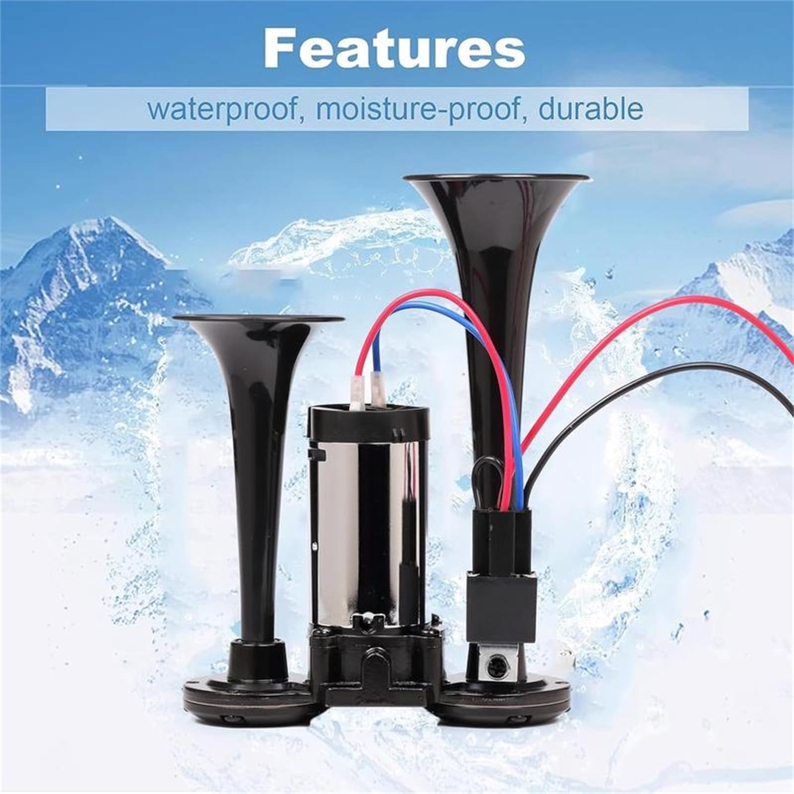 600DB Super Train Horns with Compressor | Waterproof Air Horn Replacement Kit for Cars, Trucks, and Motorcycles | Easy to Install, High-Volume Alert System for Enhanced Safety on the Road