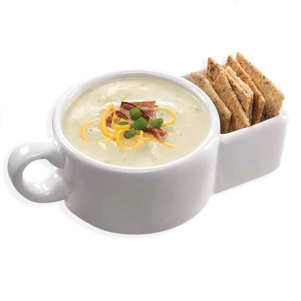 i Kito Soup and Cracker Mug Set, Ceramic Soup Mugs with Handles, Soup