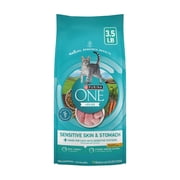 Purina ONE Sensitive Stomach, Sensitive Skin, Natural Dry Cat Food, +Plus Sensitive Skin and Stomach Formula, 3.5 lb. Bag