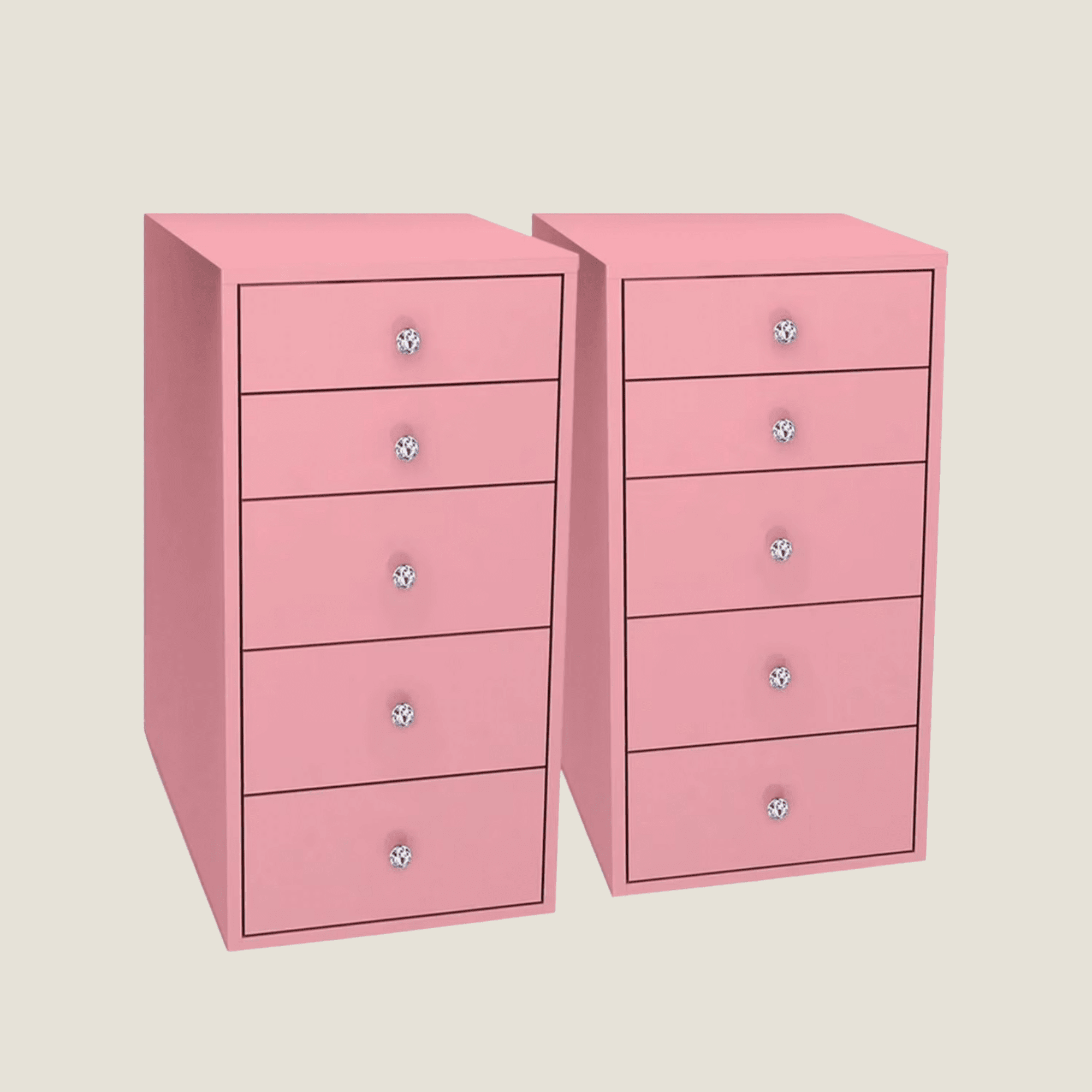 Impressions Vanity SlayStation 5 Drawer Makeup Vanity Storage Unit with Drawer Knobs (Pink)