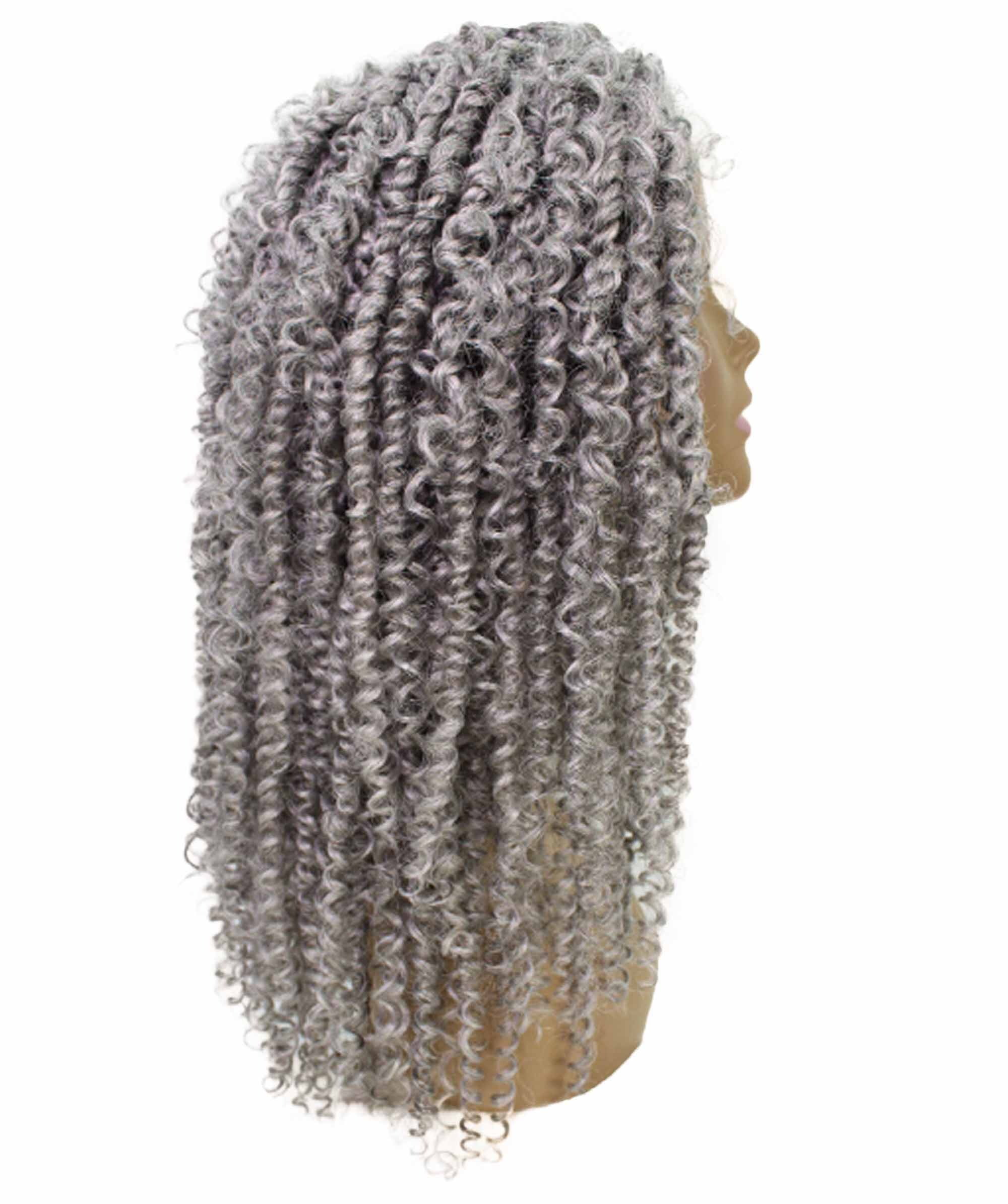 LUXLUXE Curly, Long, Lace Front Wig, Gray, 1 Count For Women Adult