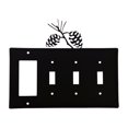 thumbnail image 3 of Village Wrought Iron EGSSS-89 8.25 Inch Pinecone - Single GFI and Triple Switch Cover, Black, 3 of 3