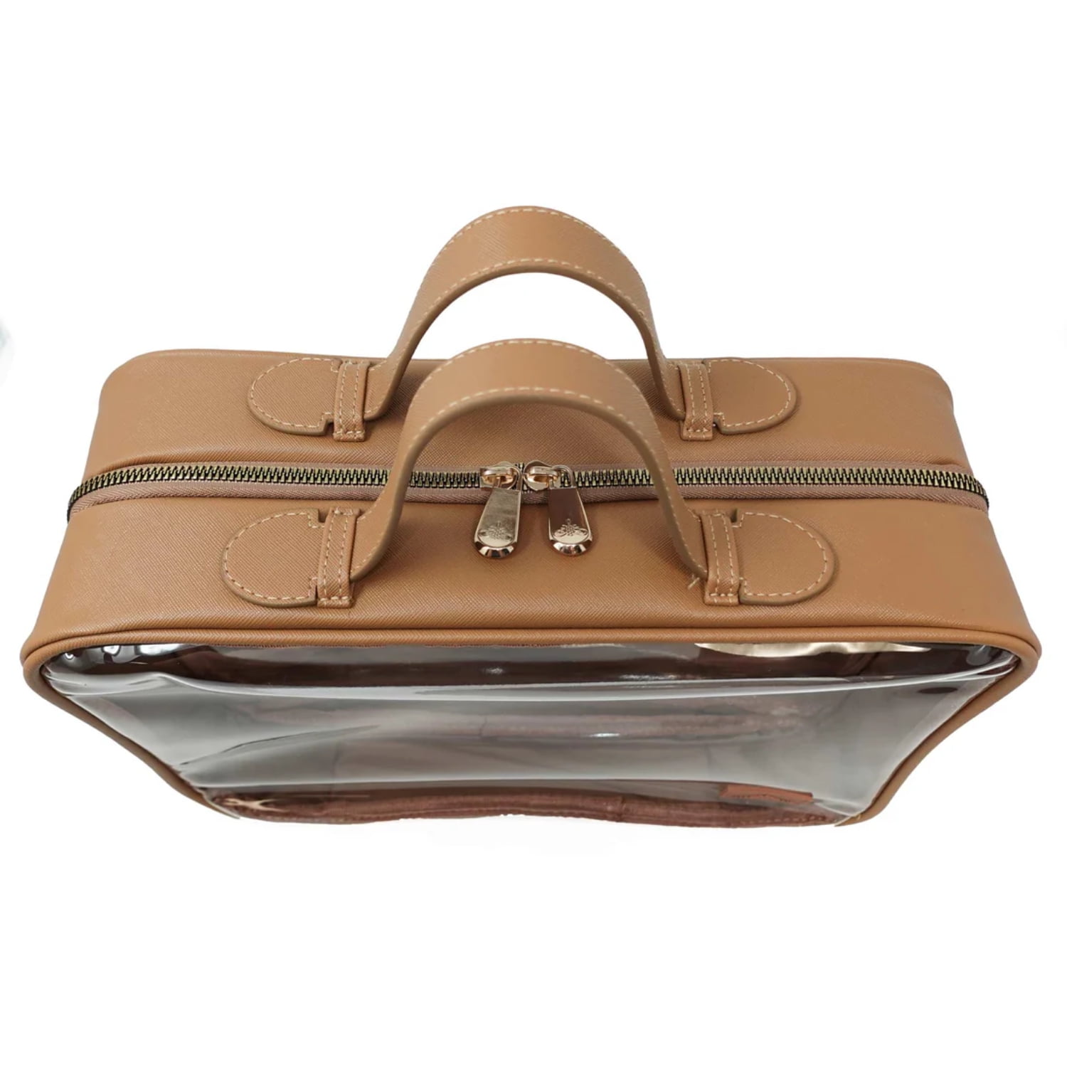 Impressions Vanity Malta Clear Toiletry Bag, Waterproof Travel Makeup Case Organizer (Tan)