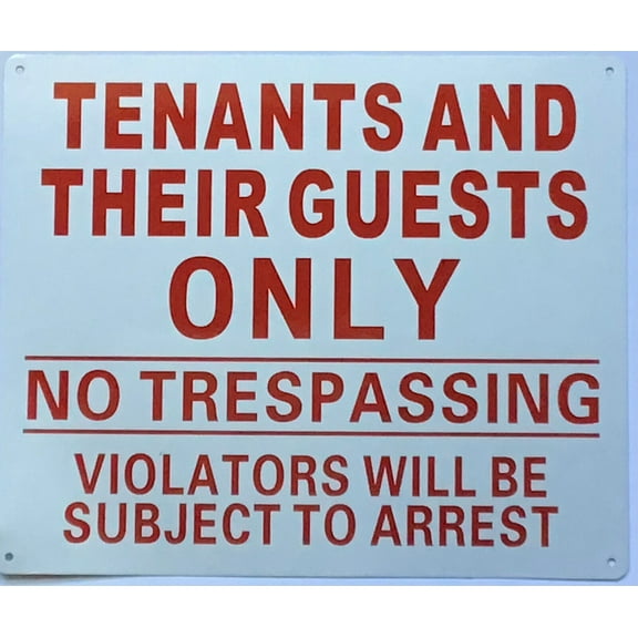 TENANTS AND GUEST ONLY SIGN.(10x12,White,Aluminum) -ref21422
