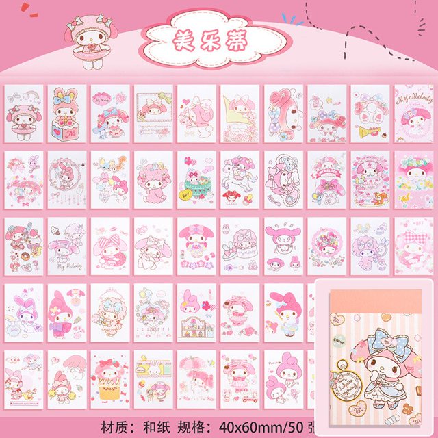 Mini libro de pegatinas portátil Sanrio lindo, Melody Cinnamoroll Hello Kitty Handbook Material Kawaii Girl Gift, envío gratis