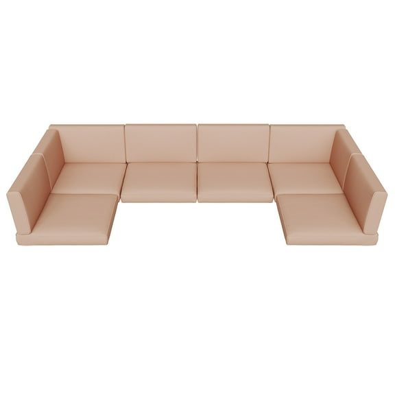 Sunmthink Outdoor Replacement Cushions for Patio Furniture, Deep Seat Outdoor Cushions for 6-Seat Wicker Sectional, 14-Piece Water-Repellent Cushion for L-Shape Couch