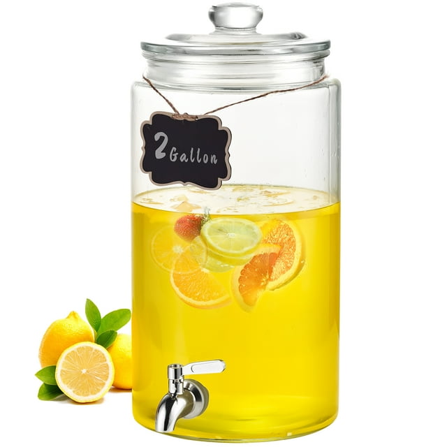 VEVOR Distributeur de Boissons 2 Gal Distributeur de Boissons pour Fêtes en Verre avec Robinet
