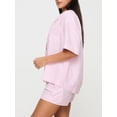 thumbnail image 6 of Yunliwuli Women's 2 Piece Lounge Set, Lapel Neck Short Sleeve Button Down Striped Tops + Elastic Waist Shorts Pajama Outfits for Summer, 6 of 9