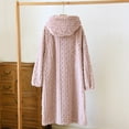 thumbnail image 3 of Women Fleece Robes Plush Hooded Sweater Bathrobes Solid Color Flannel Hoody Winter Loose Warm Thickened Long Nightgown Pajamas Loungewears with Pockets, 3 of 7