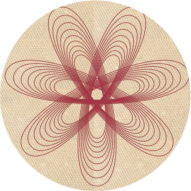 Ahgly Tapis de Zone Rond d'Intérieur Lavable à la Machine Company de Style Transitionnel, Pêche Beige, 5 Pieds Rond