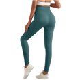 thumbnail image 2 of Womens Leggings NAQIYAYABEI Women's Solid Color Hip Lifting And High Waist Yoga Pants With Sports Breathability Drying And Elasticity Pants for Women Green S, 2 of 4
