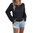 thumbnail image 2 of Womens Crochet Cover Up Long Sleeve Loose Fit Casual Sweater Hollow Out Knit Tops Black S, 2 of 9