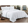 3pc Reversible Solid/ Emboss Striped Comforter Set- Oversized and Overfilled - 2 bedding looks in 1 - Full-White