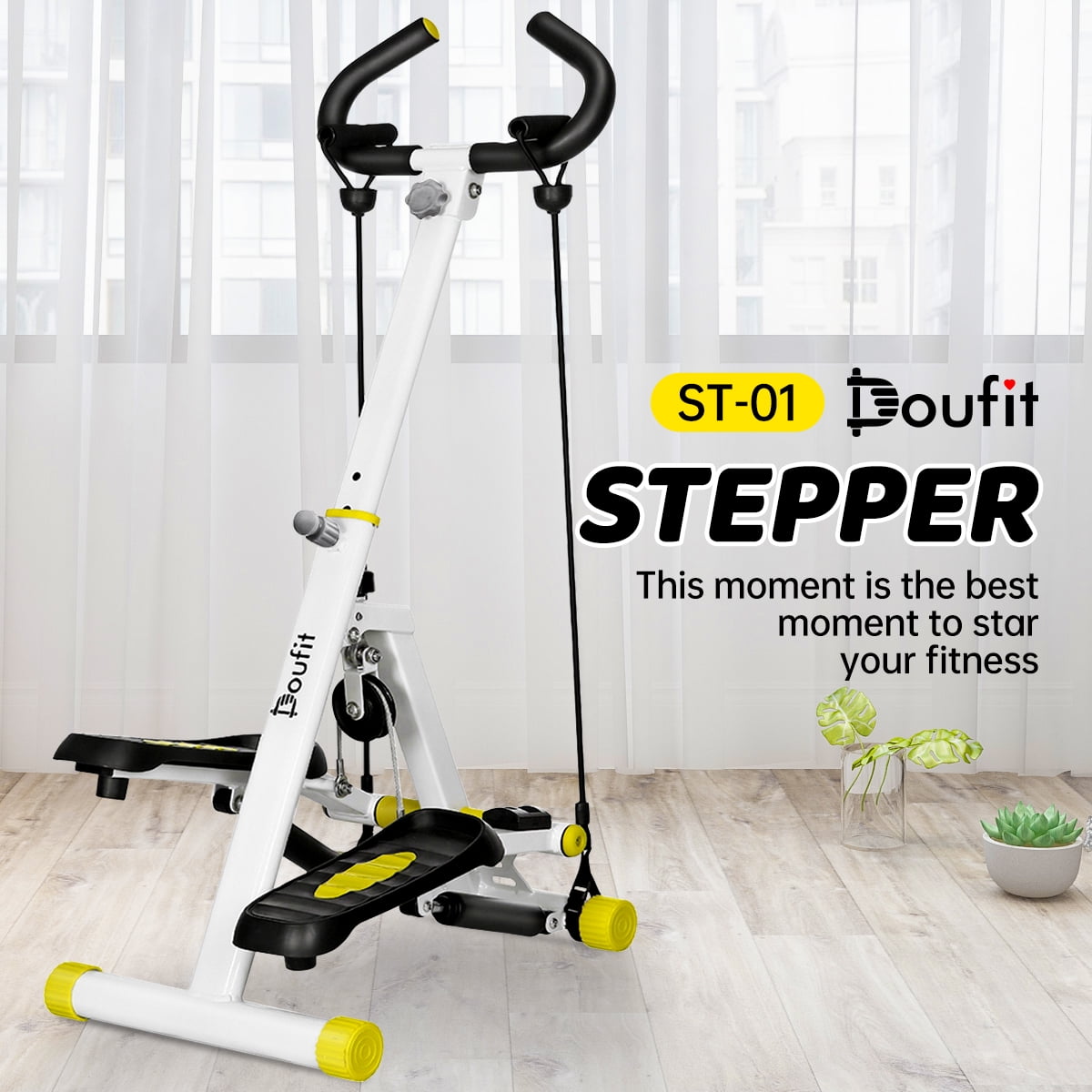 Stepper Training Rope Home Office Exercise Fitness Handle Bar Machine Bands 
