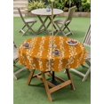 thumbnail image 4 of Outdoor Tablecloths with Umbrella Hole & Zipper, Orange Spring Leaves Round Tablecloths 60 Inch, Pastoral Botanical Striped Flowers Waterproof Table Cloth, Patio/Pool/Picnic Table Covers, 4 of 8