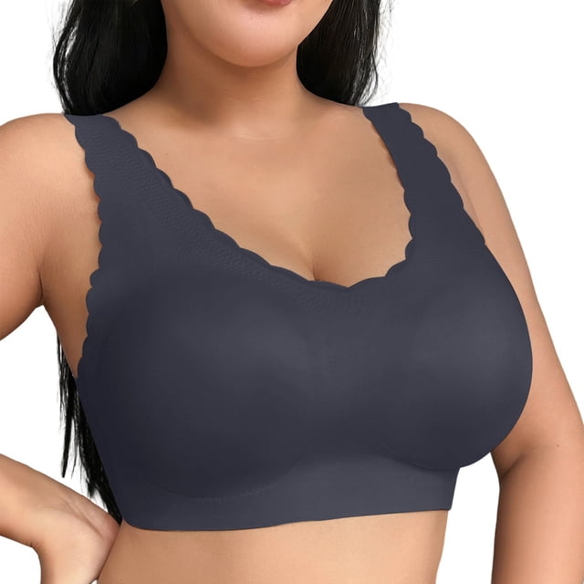 Plus Size Seamless Lace Trim Comfort Bra for Everyday Wear Full Coverage Underwire T Shirt Style Bra with Supportive Design